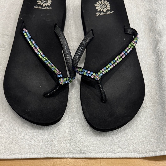 Yellow Box Black Sandals with Colorful Rhinestones - Picture 5 of 5